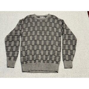 Le Tigre Sweater Mens Tall Man Gray Textured Knit Crewneck Vintage Made in USA